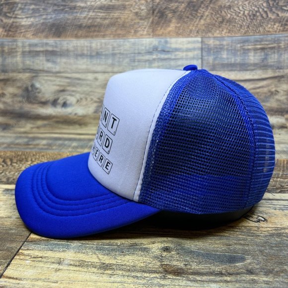 I Can't Afford To Be Here Unisex Trucker Hat Blue Snapback Poor Scrabble Meme - Picture 4 of 8